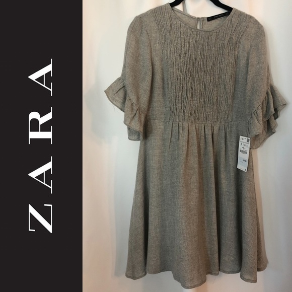 Zara Dresses & Skirts - NWT-Zara Gray/Gold Party Dress With Bell Sleeves